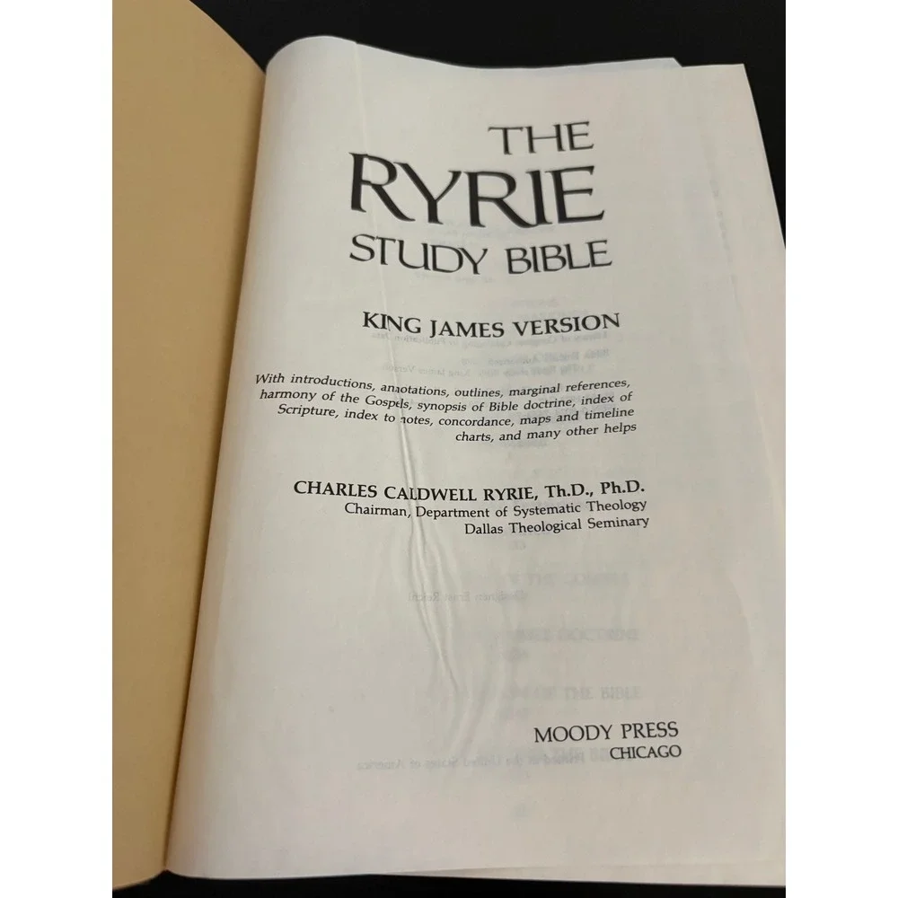 Moody Press Ryrie Study Bible KJV Brown Faux Leather 1978 Edition Hardcover